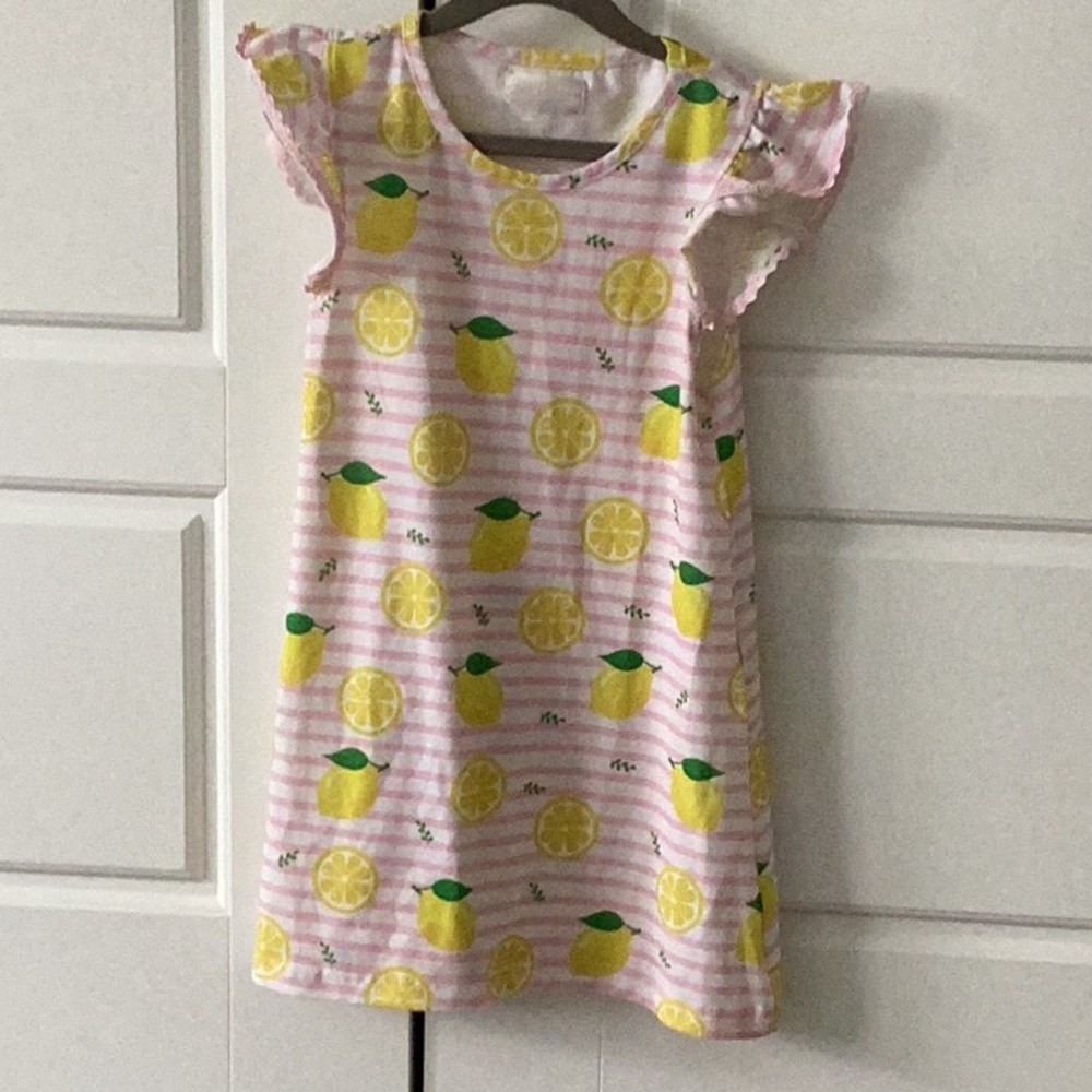 Pink and Yellow Lemon Print Dress
